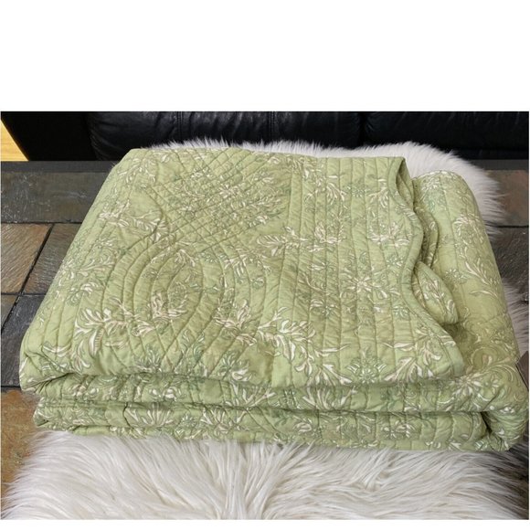 C&F Home Colonial Williamsburg Windsor Kiwi 100% Cotton Reversible TWIN Quilt - Picture 5 of 9